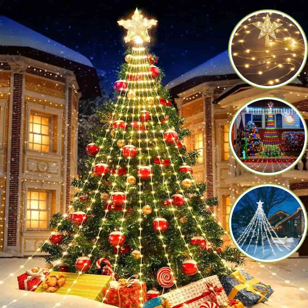 Luces de Cascada | Estrella de Árbol Solar